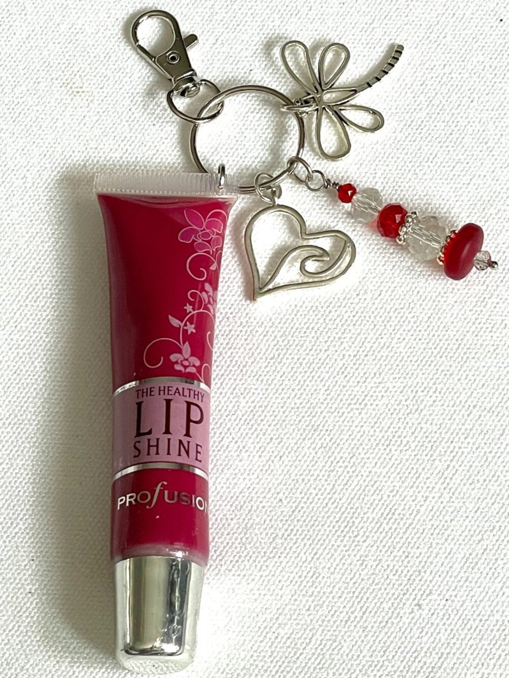 PROFUSION Charmed Lip Gloss Keychains-Lip Gloss Dragonflies and Beaded Charms